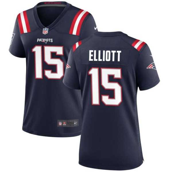 Women%27s New England Patriots #15 Ezekiel Elliott Navy Stitched Jersey Dzhi